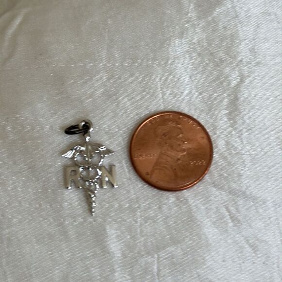 Vtg 925 Sterling Silver Pendant Vial Life Snakes RN Registered Nurse pendant - Picture 4 of 4